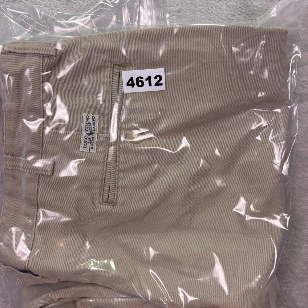 Polo Ralph Lauren Mens Chino Pants 36x32 Khaki Pleated Front Cuffed Cotton Twill